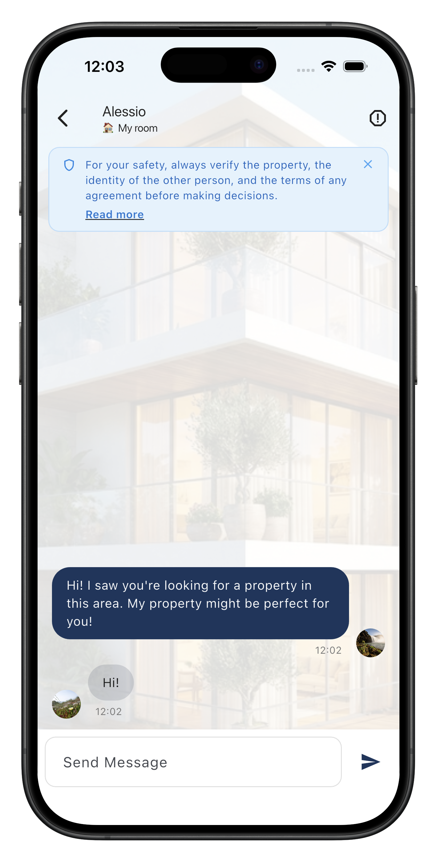Wishplace private chat screen